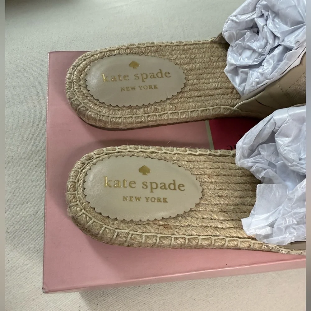 kate spade Beige Espadrille with Green Embroidery